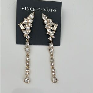 Vince Camuto Gold and Crystal Drop Earrings